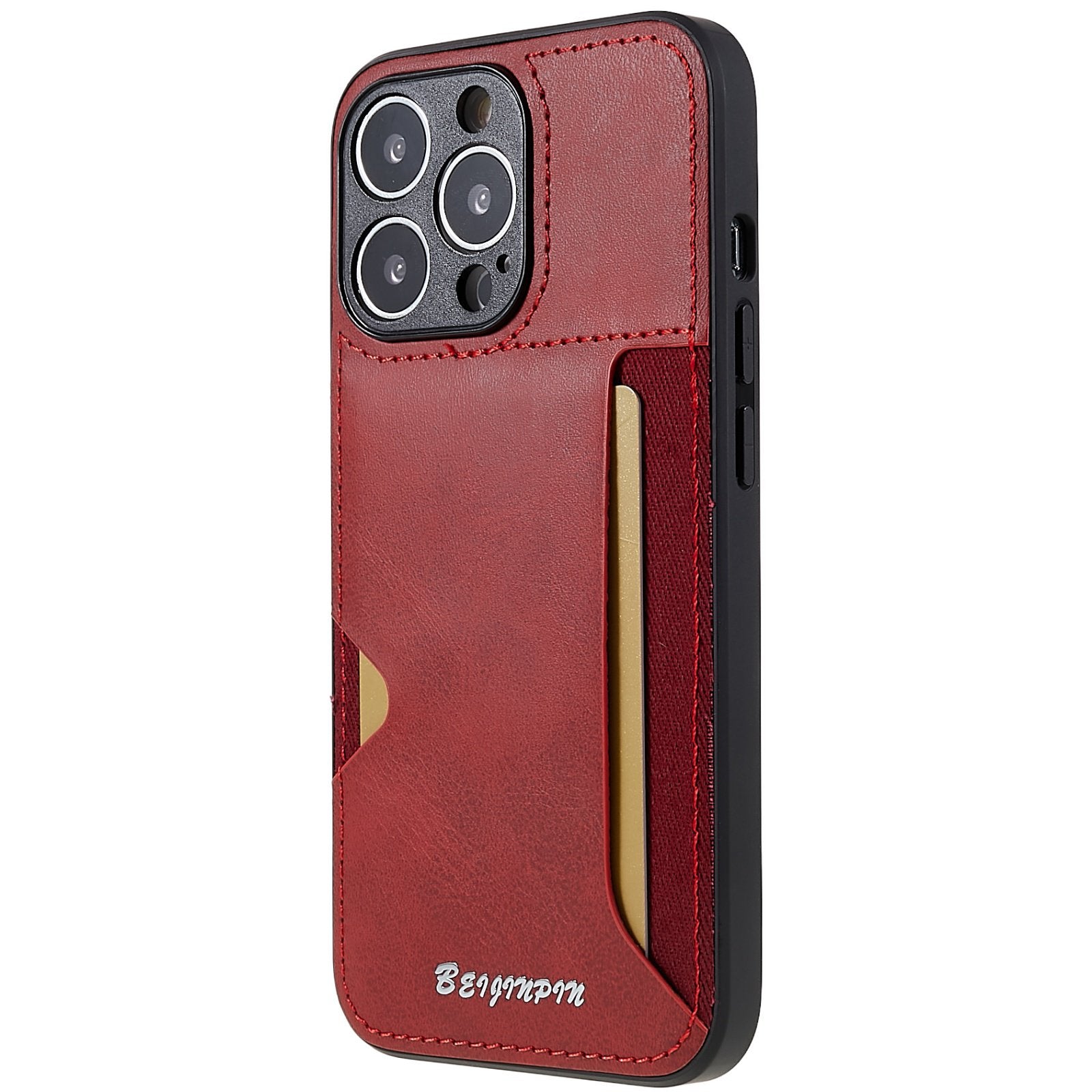 Mobile Phone Cover for iPhone 13 Pro 6.1 inch, Precise Cutout Anti-scratch PU Leather+TPU+PC Protective Case with Card Slot