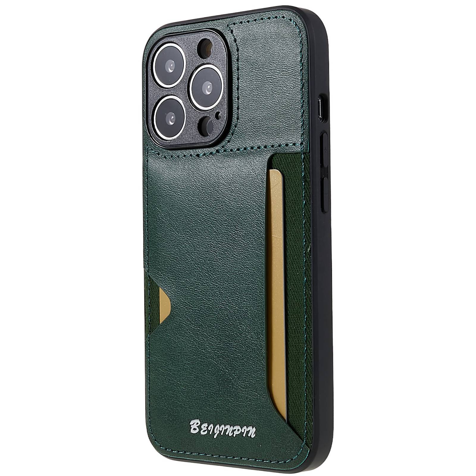 Mobile Phone Cover for iPhone 13 Pro 6.1 inch, Precise Cutout Anti-scratch PU Leather+TPU+PC Protective Case with Card Slot