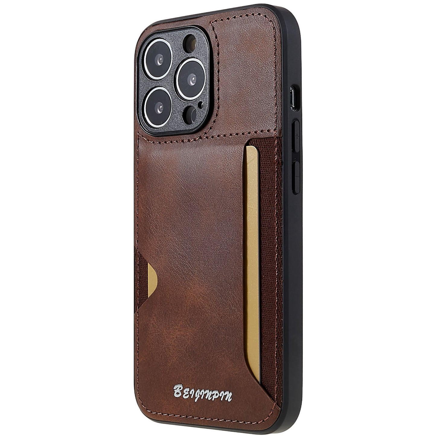 Mobile Phone Cover for iPhone 13 Pro 6.1 inch, Precise Cutout Anti-scratch PU Leather+TPU+PC Protective Case with Card Slot