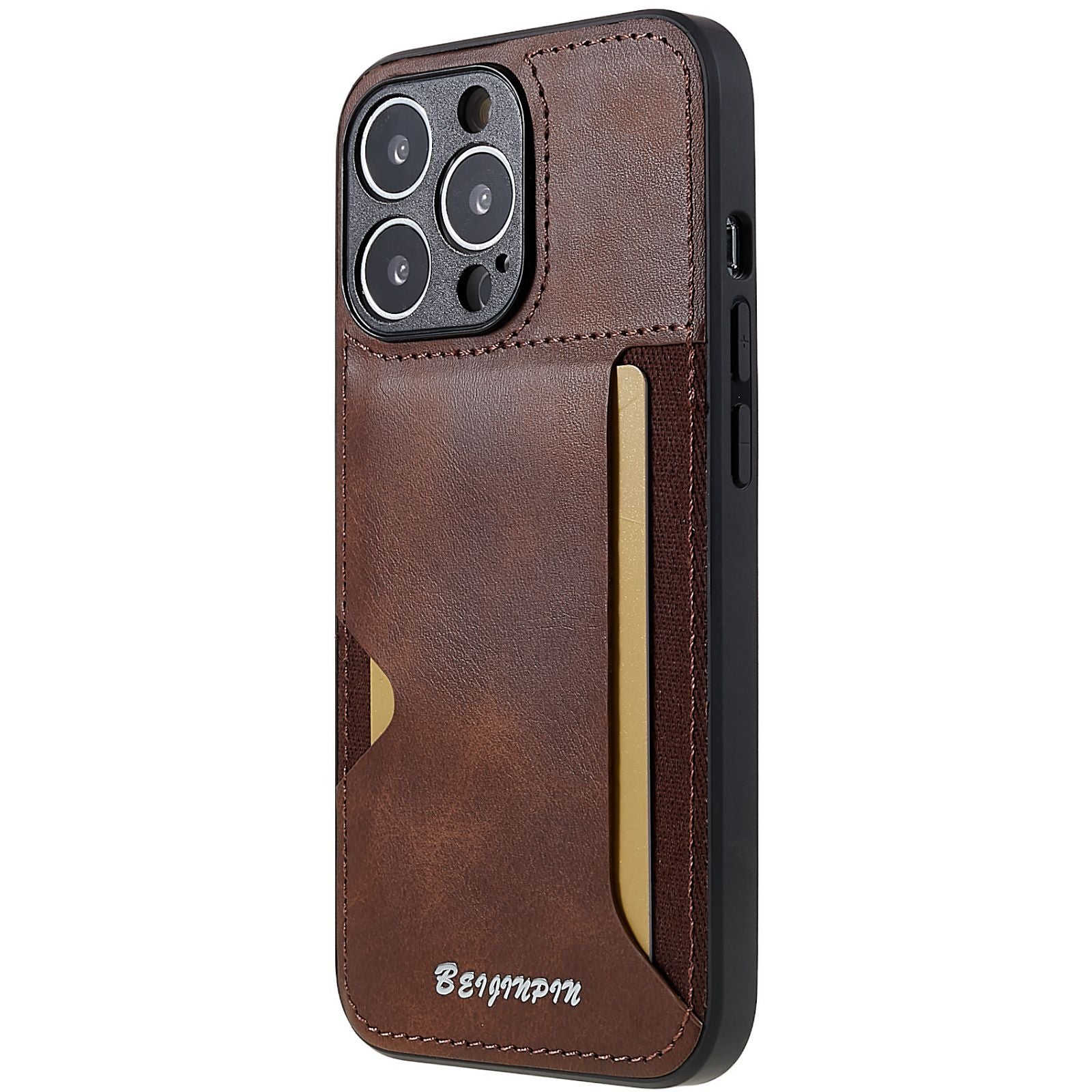 Mobile Phone Cover for iPhone 13 Pro 6.1 inch, Precise Cutout Anti-scratch PU Leather+TPU+PC Protective Case with Card Slot