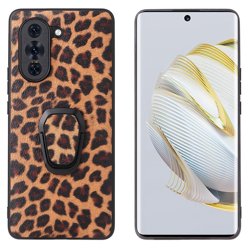 For Huawei nova 10 4G PU Leather Coated PC+TPU Anti-slip Shockproof Phone Case Kickstand Magnetic Car Mount Cover