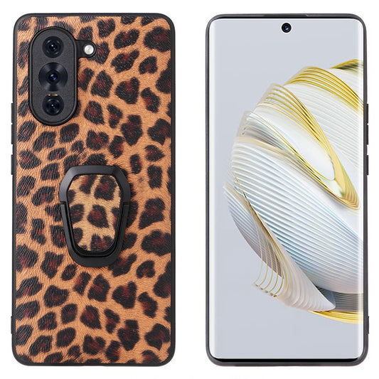 For Huawei nova 10 4G PU Leather Coated PC+TPU Anti-slip Shockproof Phone Case Kickstand Magnetic Car Mount Cover