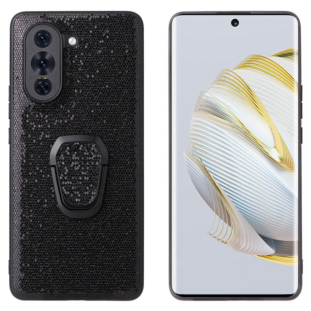 For Huawei nova 10 4G PU Leather Coated PC+TPU Anti-slip Shockproof Phone Case Kickstand Magnetic Car Mount Cover
