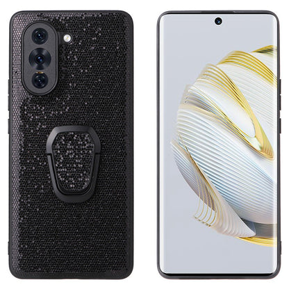 For Huawei nova 10 4G PU Leather Coated PC+TPU Anti-slip Shockproof Phone Case Kickstand Magnetic Car Mount Cover