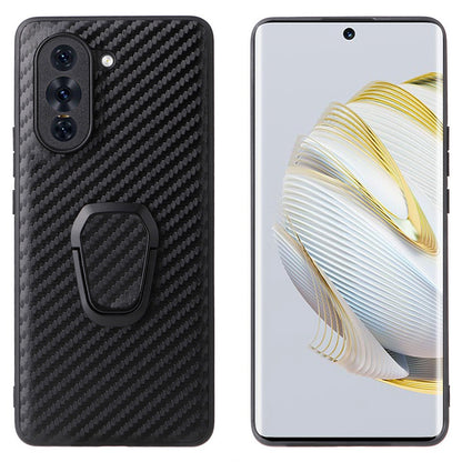 For Huawei nova 10 4G PU Leather Coated PC+TPU Anti-slip Shockproof Phone Case Kickstand Magnetic Car Mount Cover