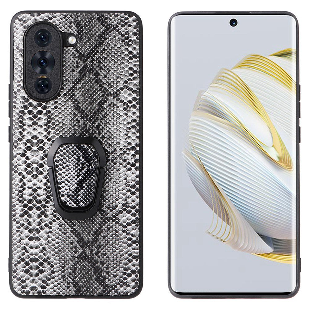 For Huawei nova 10 4G PU Leather Coated PC+TPU Anti-slip Shockproof Phone Case Kickstand Magnetic Car Mount Cover