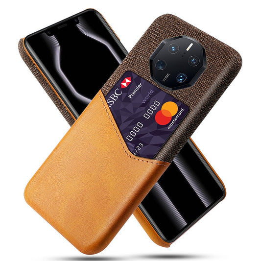For Huawei Mate 50 RS Porsche Design 4G Anti-fall Cellphone Case Cloth Texture Phone Case Card Holder PU Leather Coated PC Cover