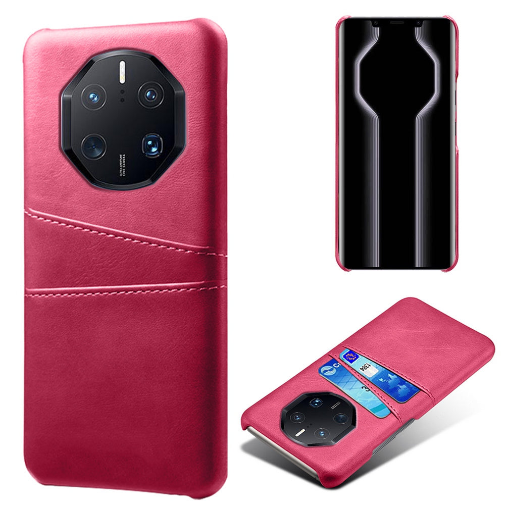 For Huawei Mate 50 RS Porsche Design 4G Phone Case with Dual Card Slots, Shockproof PU Leather Coated Hard PC Cover