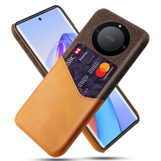 For Honor X40 5G PU Leather Coated PC Protective Shell Cloth Texture Anti-Slip Shockproof Phone Case with Card Holder