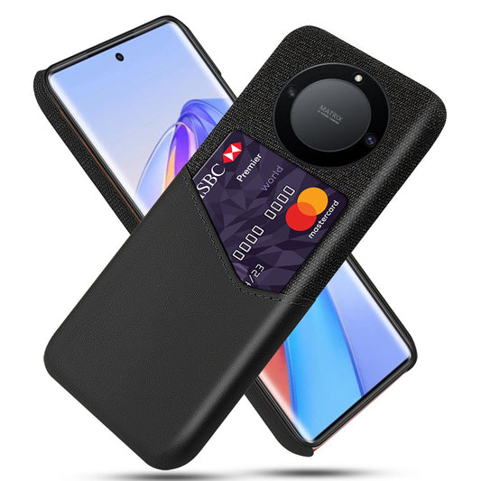 For Honor X40 5G PU Leather Coated PC Protective Shell Cloth Texture Anti-Slip Shockproof Phone Case with Card Holder