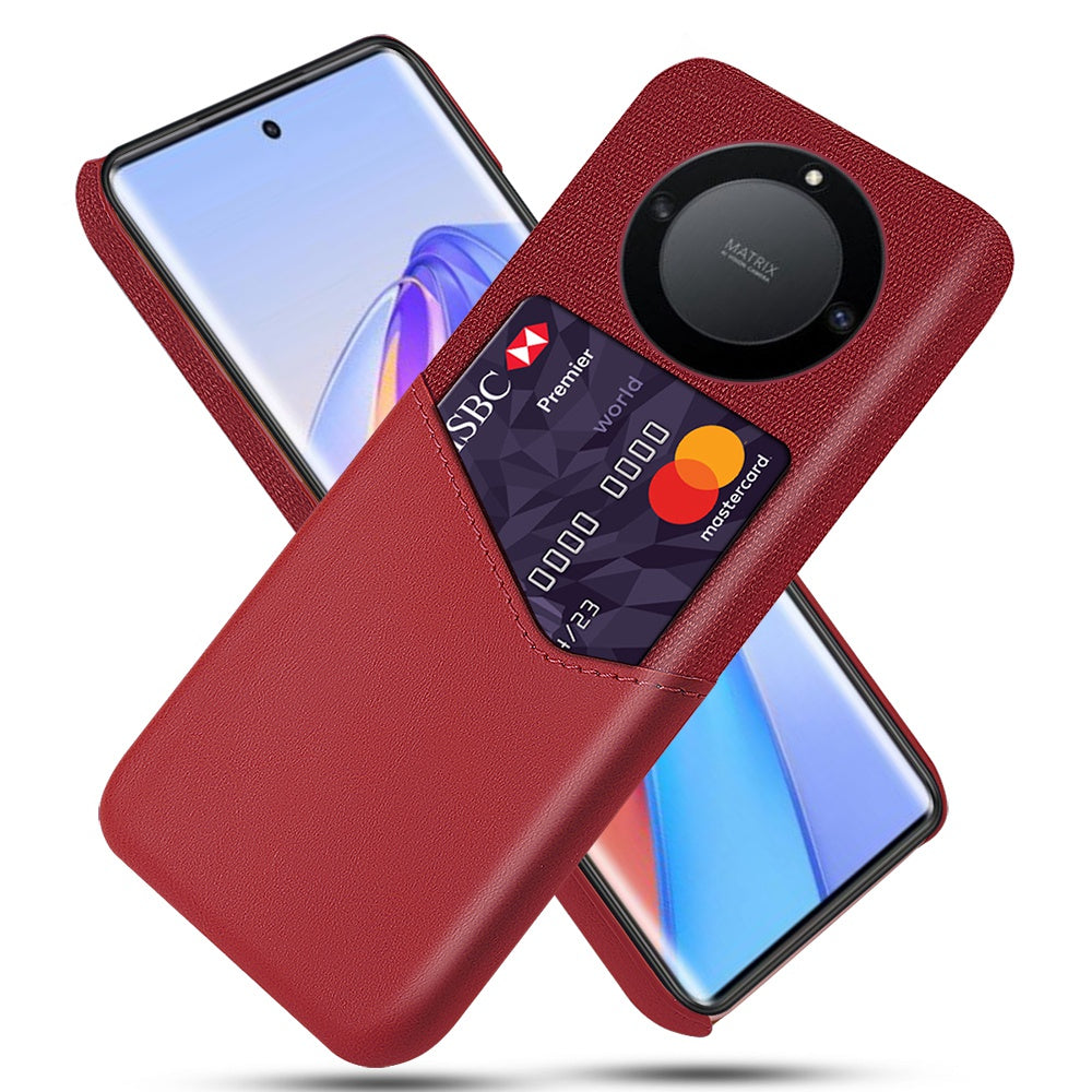 For Honor X40 5G PU Leather Coated PC Protective Shell Cloth Texture Anti-Slip Shockproof Phone Case with Card Holder