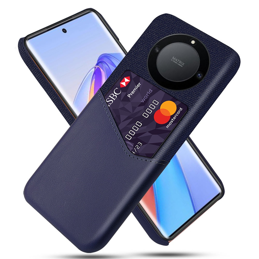 For Honor X40 5G PU Leather Coated PC Protective Shell Cloth Texture Anti-Slip Shockproof Phone Case with Card Holder