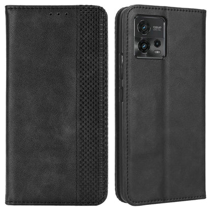 Retro Texture Imprinted Phone Case For Motorola Moto G72 4G, PU Leather Wallet Stand Magnetic Auto-absorbed Drop-proof Phone Cover