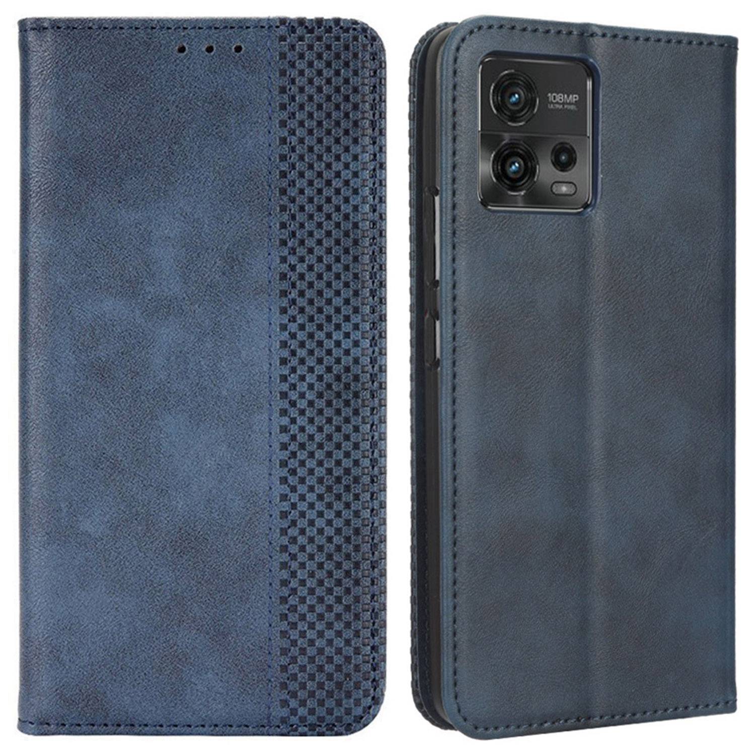 Retro Texture Imprinted Phone Case For Motorola Moto G72 4G, PU Leather Wallet Stand Magnetic Auto-absorbed Drop-proof Phone Cover