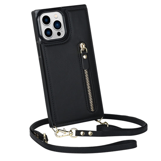 Wallet Phone Case for iPhone 13 Pro 6.1 inch Anti-Scratch Protective Case TPU PU Leather Shockproof Cover with Zippered Pouch / Shoulder Strap