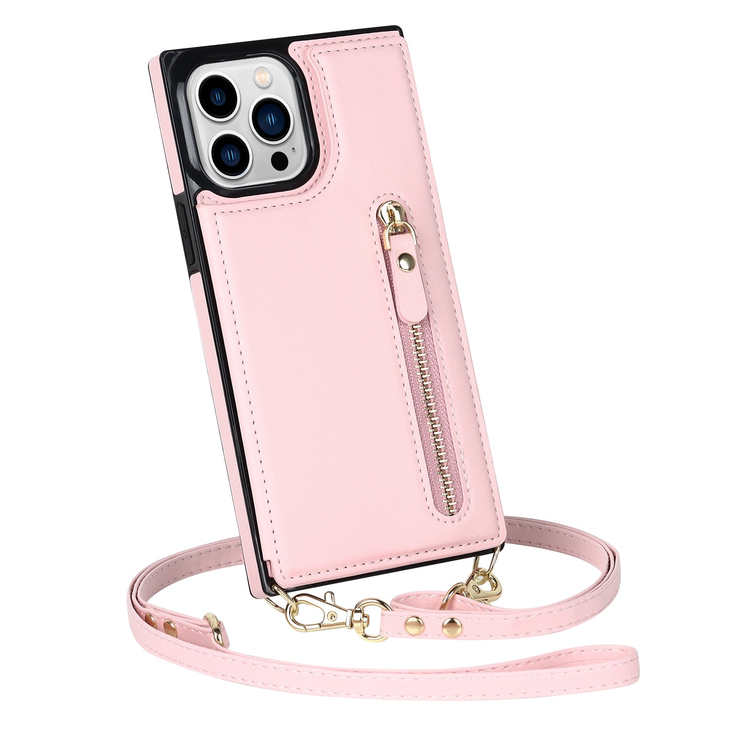 Wallet Phone Case for iPhone 13 Pro 6.1 inch Anti-Scratch Protective Case TPU PU Leather Shockproof Cover with Zippered Pouch / Shoulder Strap
