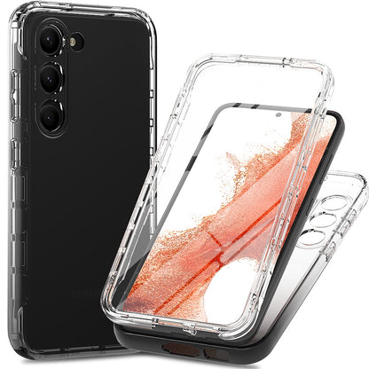 For Samsung Galaxy S23 Clear Gradient Phone Case 3-in-1 Hybrid PC + TPU Reinforced Full Protection Cover with PET Screen Protector