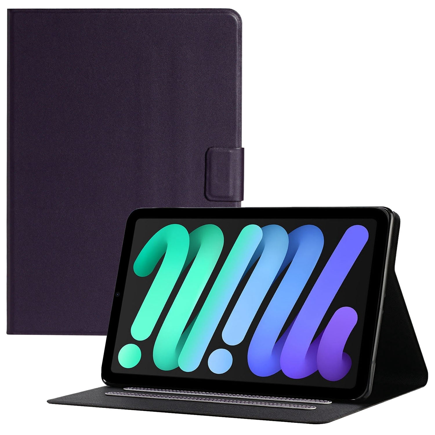 For iPad 10.9 (2022) Solid Color PU Leather Tablet Case Card Holder Full Protection Cover with Adjustable Stand