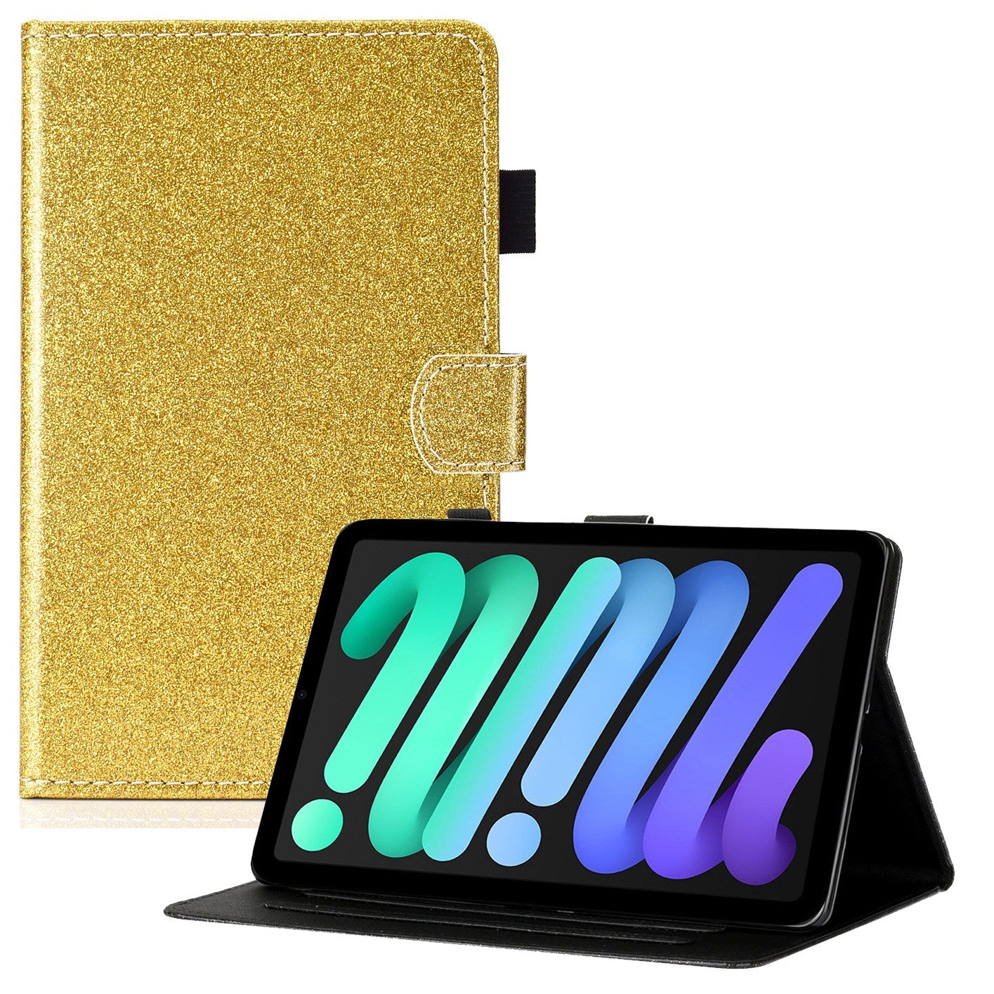 For iPad 10.9 (2022) Glitter Powder PU Leather Tablet Case Auto Wake / Sleep Anti-scratch Cover with Stand Card Holder