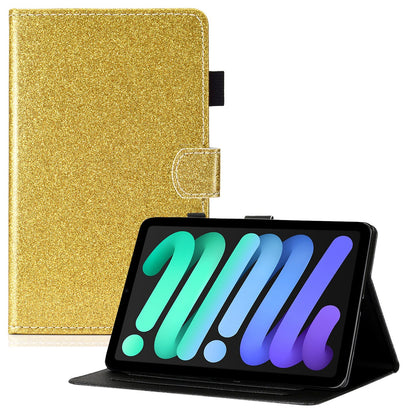 For iPad 10.9 (2022) Glitter Powder PU Leather Tablet Case Auto Wake / Sleep Anti-scratch Cover with Stand Card Holder