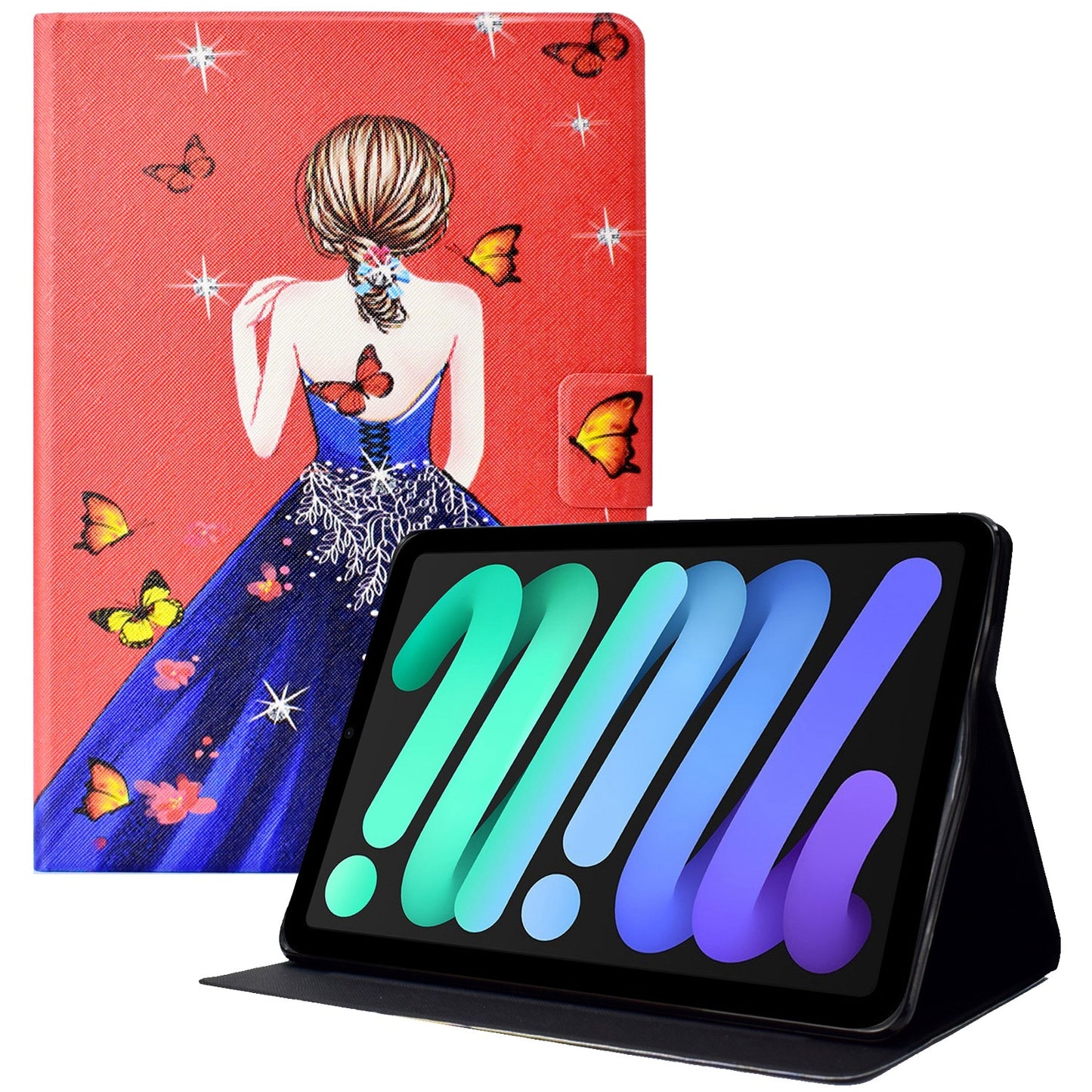 For iPad 10.9 (2022) Pattern Printing Cross Texture PU Leather Case Card Holder Stand Tablet Cover with Auto Wake / Sleep
