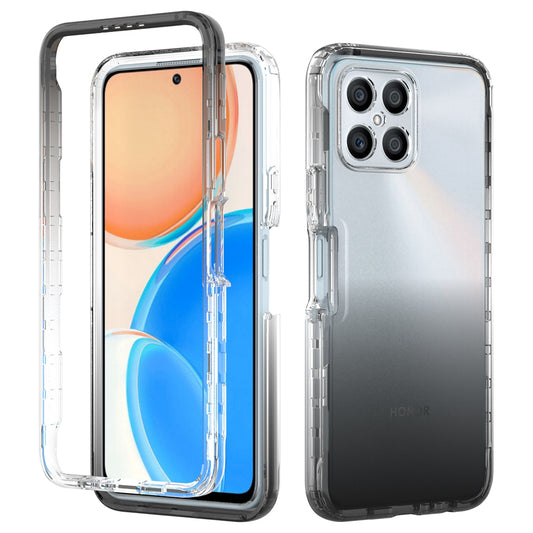 For Honor X8 4G Anti-scratch 2-in-1 TPU + PC Phone Case Gradient Color Crystal Clear Protective Cover