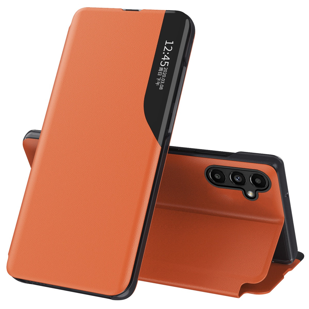 For Samsung Galaxy A14 5G PU Leather View Window Flip Case Stand Magnetic Absorption Scratchproof Full Body Protective Phone Case