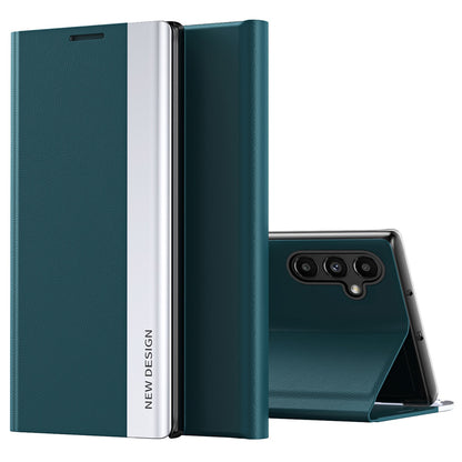 For Samsung Galaxy A14 5G Electroplating PU Leather Flip Viewing Stand Cover Magnetic Adsorption Phone Case