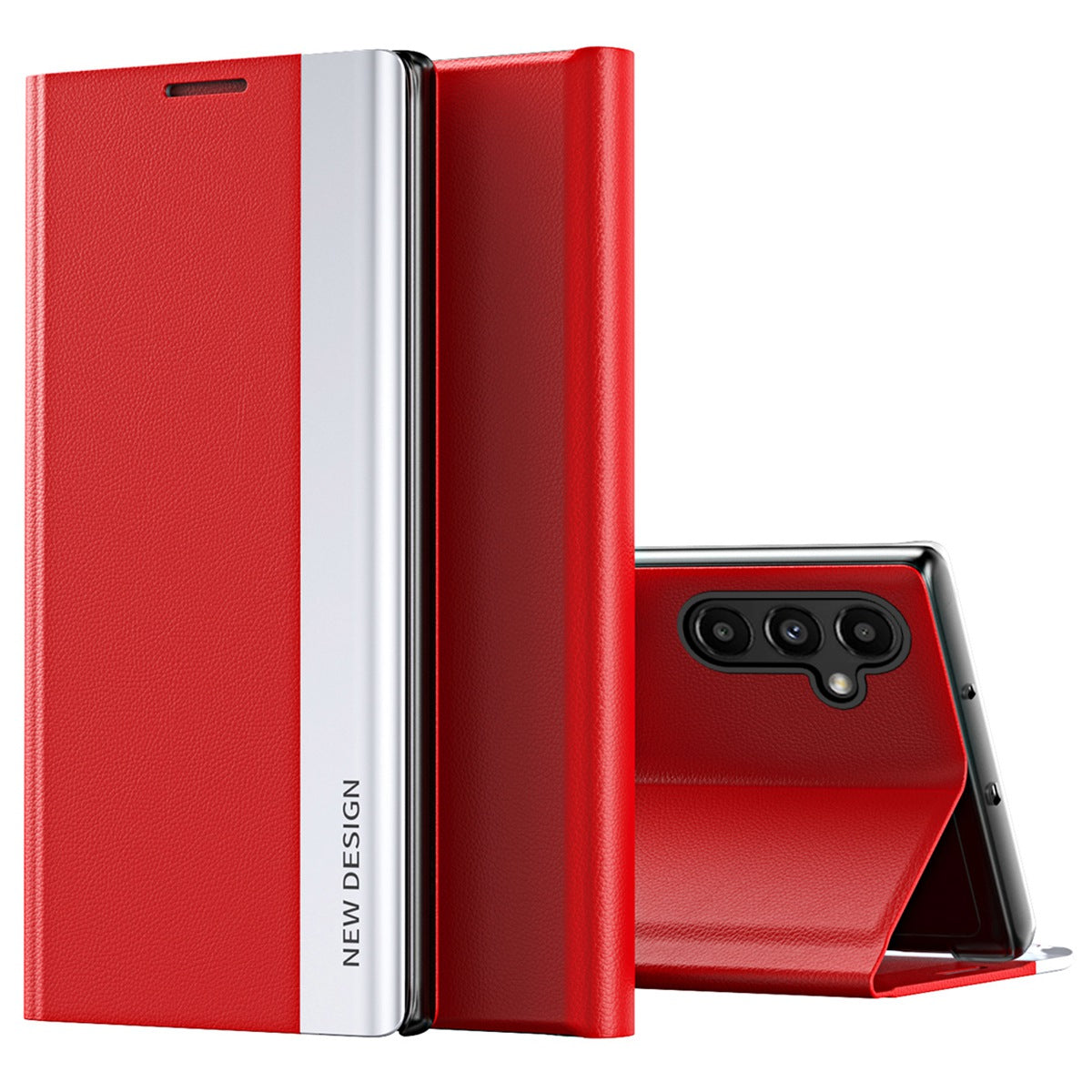 For Samsung Galaxy A14 5G Electroplating PU Leather Flip Viewing Stand Cover Magnetic Adsorption Phone Case