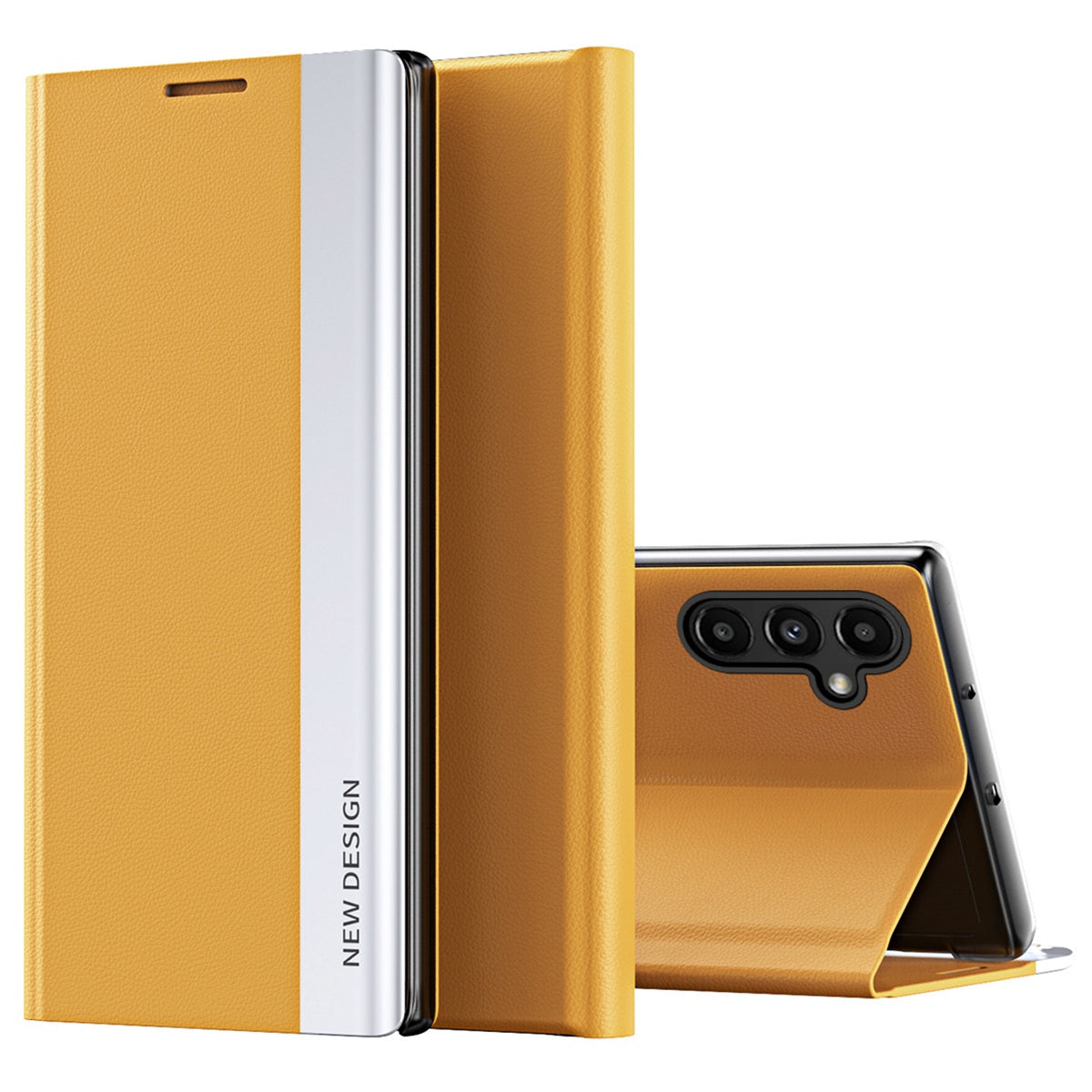 For Samsung Galaxy A14 5G Electroplating PU Leather Flip Viewing Stand Cover Magnetic Adsorption Phone Case