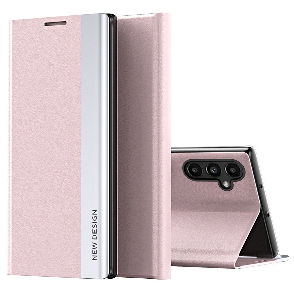 For Samsung Galaxy A14 5G Electroplating PU Leather Flip Viewing Stand Cover Magnetic Adsorption Phone Case