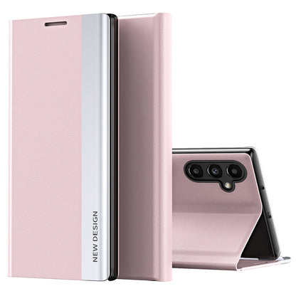 For Samsung Galaxy A14 5G Electroplating PU Leather Flip Viewing Stand Cover Magnetic Adsorption Phone Case