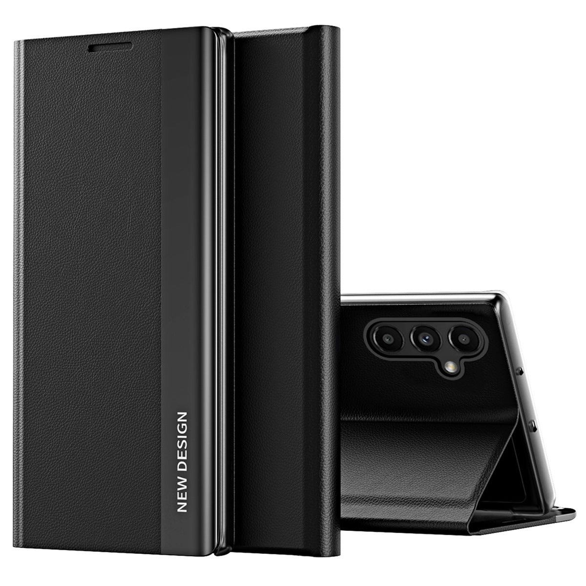 For Samsung Galaxy A14 5G Electroplating PU Leather Flip Viewing Stand Cover Magnetic Adsorption Phone Case
