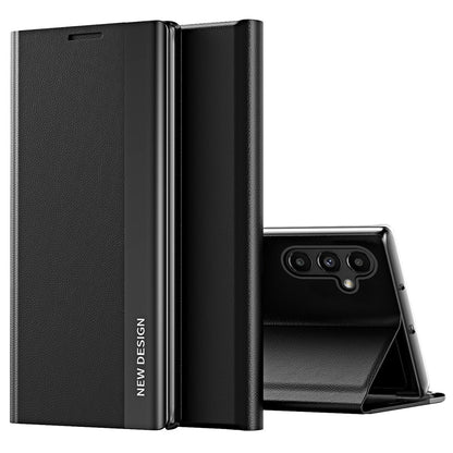 For Samsung Galaxy A14 5G Electroplating PU Leather Flip Viewing Stand Cover Magnetic Adsorption Phone Case