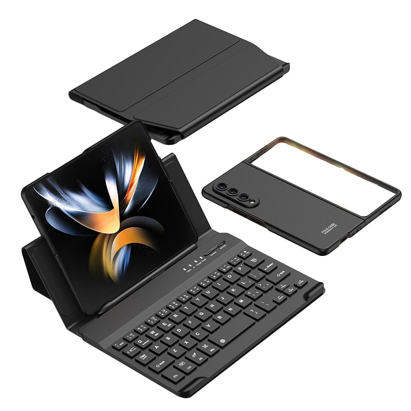 GKK For Samsung Galaxy Z Fold4 5G Shockproof Phone Case Bluetooth Keyboard with Magnetic Folding Keyboard Case + Tempered Glass Screen Protector
