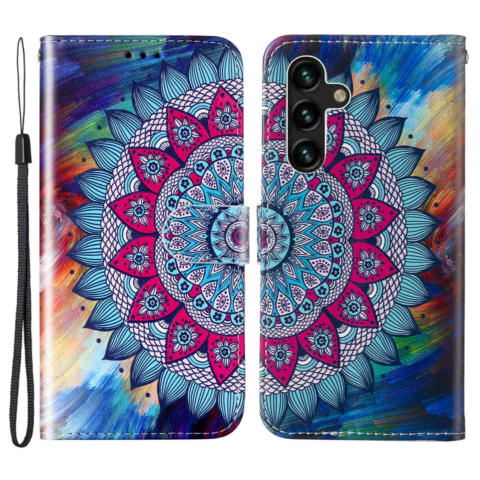 For Samsung Galaxy A04s 4G (164.7 x 76.7 x 9.1 mm) Pattern Embossed Phone Case PU Leather TPU Wallet Case with Stand / Hand Strap