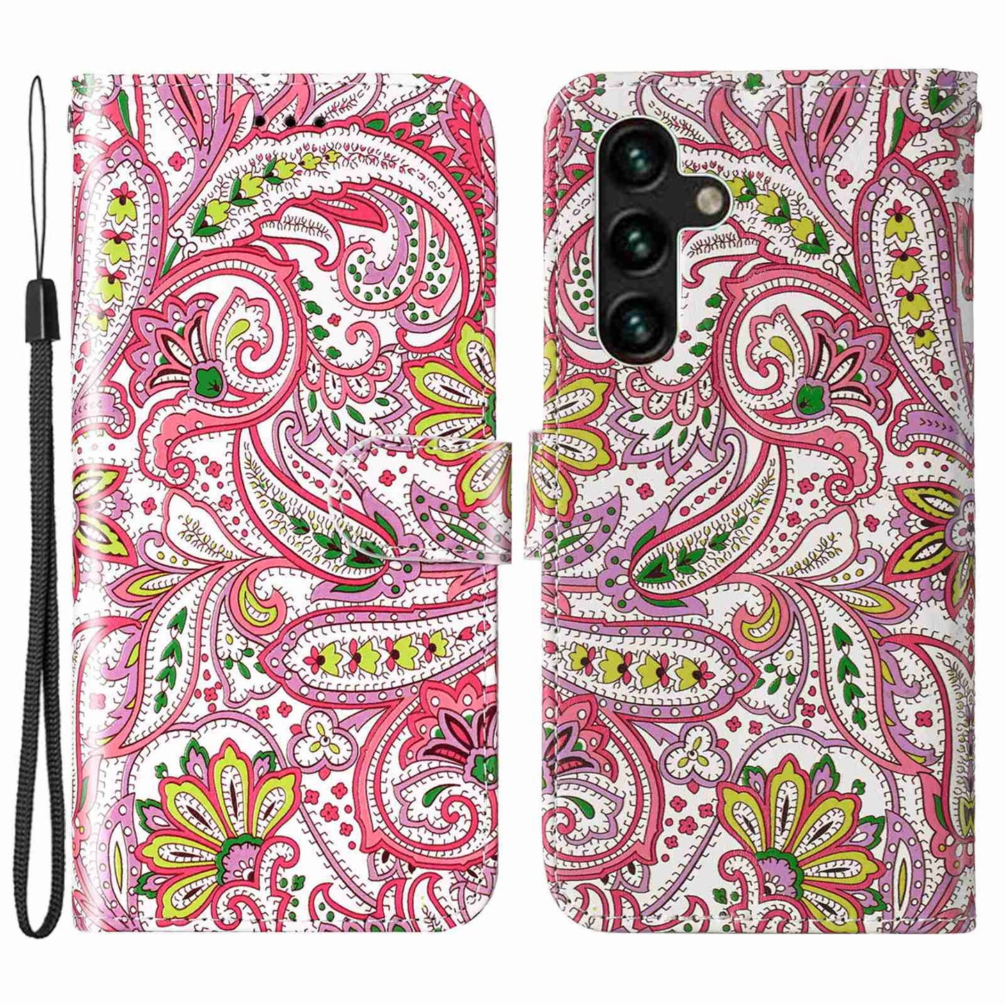 For Samsung Galaxy A04s 4G (164.7 x 76.7 x 9.1 mm) Pattern Embossed Phone Case PU Leather TPU Wallet Case with Stand / Hand Strap
