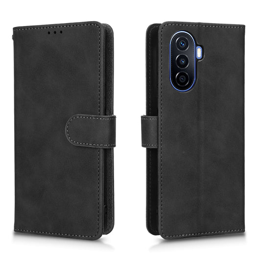 For Huawei nova Y70 4G Skin-touch Feeling Flip Phone Shell Wallet Stand Phone Case Folio PU Leather + TPU Cover