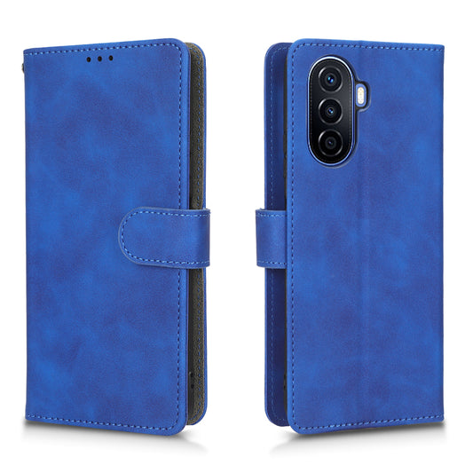 For Huawei nova Y70 4G Skin-touch Feeling Flip Phone Shell Wallet Stand Phone Case Folio PU Leather + TPU Cover