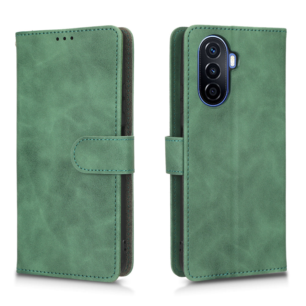 For Huawei nova Y70 4G Skin-touch Feeling Flip Phone Shell Wallet Stand Phone Case Folio PU Leather + TPU Cover