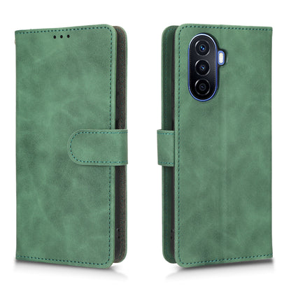 For Huawei nova Y70 4G Skin-touch Feeling Flip Phone Shell Wallet Stand Phone Case Folio PU Leather + TPU Cover