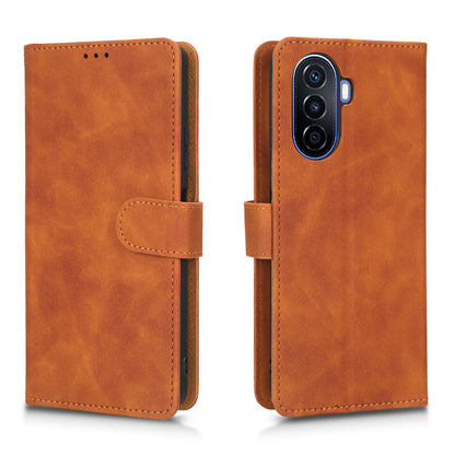 For Huawei nova Y70 4G Skin-touch Feeling Flip Phone Shell Wallet Stand Phone Case Folio PU Leather + TPU Cover