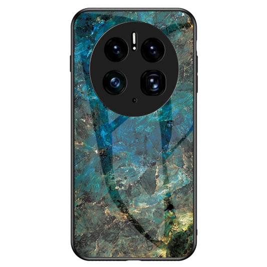 For Huawei Mate 50 Pro 4G Marble Pattern Printing Phone Case Tempered Glass + PC + TPU Protective Smartphone Cover