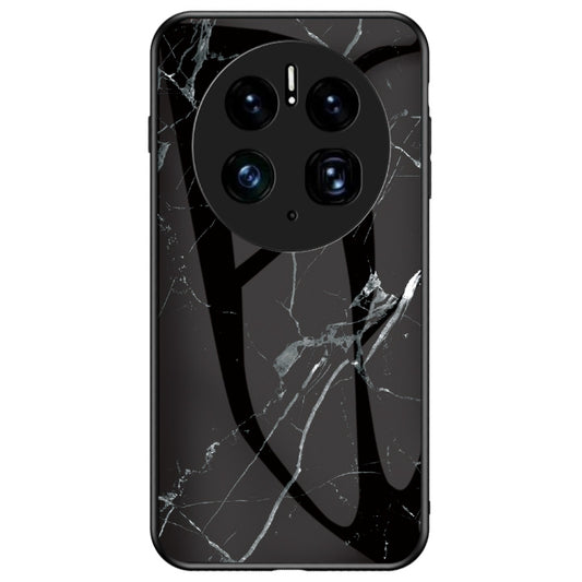 For Huawei Mate 50 Pro 4G Marble Pattern Printing Phone Case Tempered Glass + PC + TPU Protective Smartphone Cover