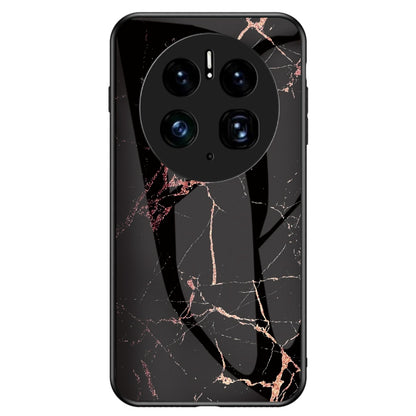 For Huawei Mate 50 Pro 4G Marble Pattern Printing Phone Case Tempered Glass + PC + TPU Protective Smartphone Cover