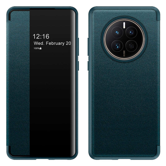 For Huawei Mate 50 4G View Window Design Auto Wake and Sleep Flip Cover PU Leather+TPU+Acrylic Protective Phone Case