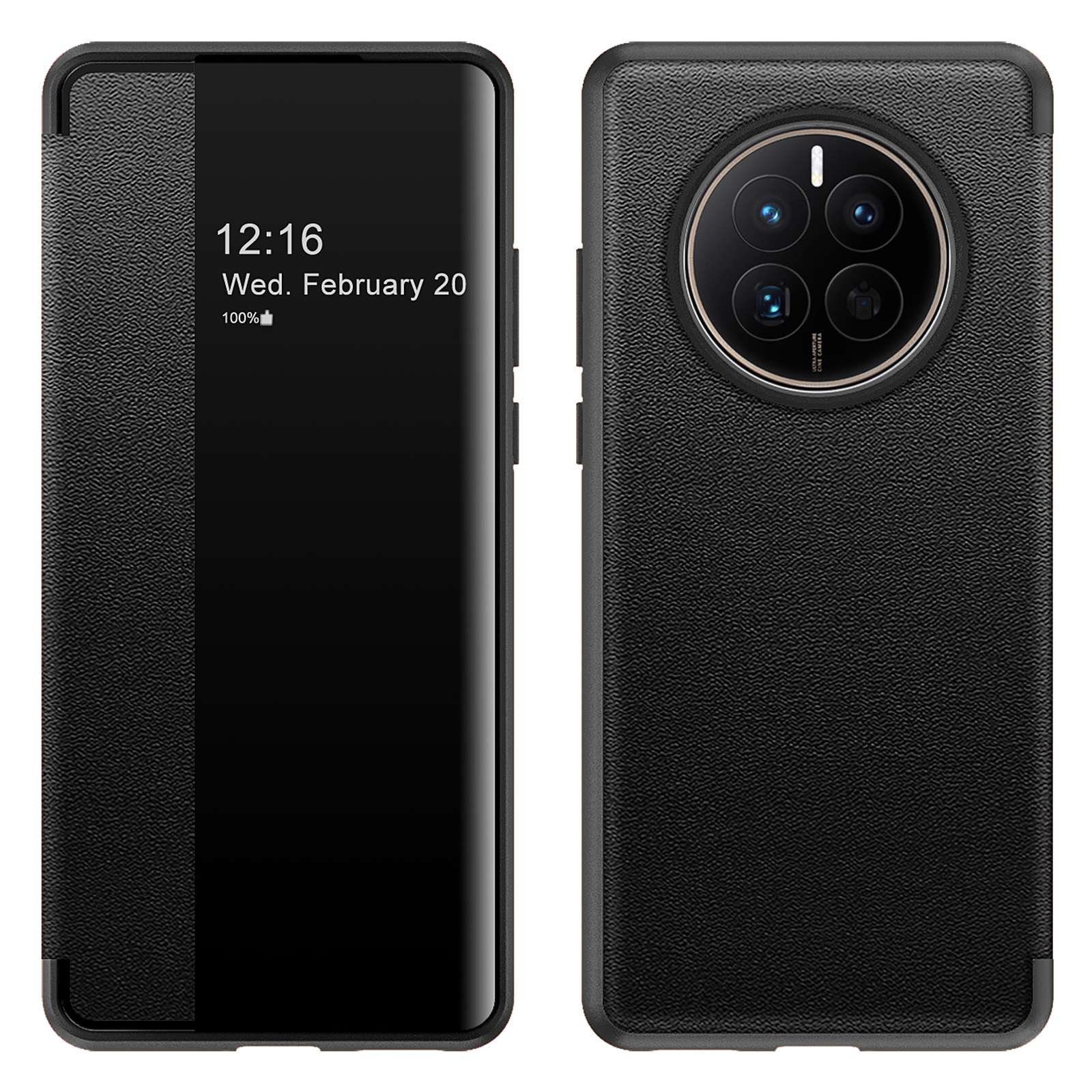 For Huawei Mate 50 4G View Window Design Auto Wake and Sleep Flip Cover PU Leather+TPU+Acrylic Protective Phone Case