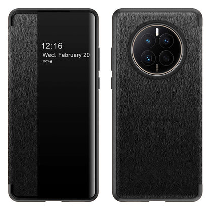 For Huawei Mate 50 4G View Window Design Auto Wake and Sleep Flip Cover PU Leather+TPU+Acrylic Protective Phone Case