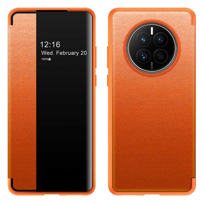 For Huawei Mate 50 4G View Window Design Auto Wake and Sleep Flip Cover PU Leather+TPU+Acrylic Protective Phone Case
