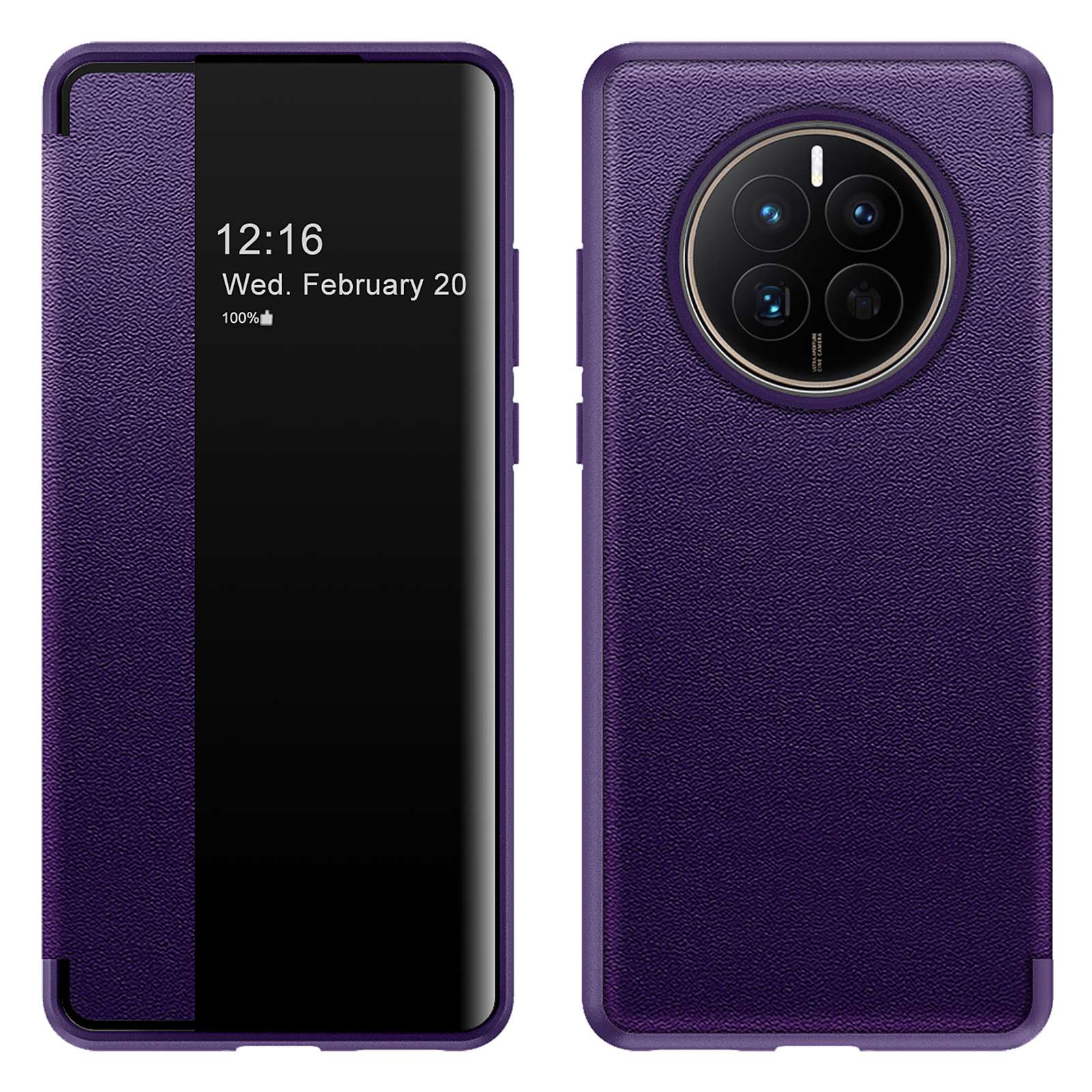 For Huawei Mate 50 4G View Window Design Auto Wake and Sleep Flip Cover PU Leather+TPU+Acrylic Protective Phone Case